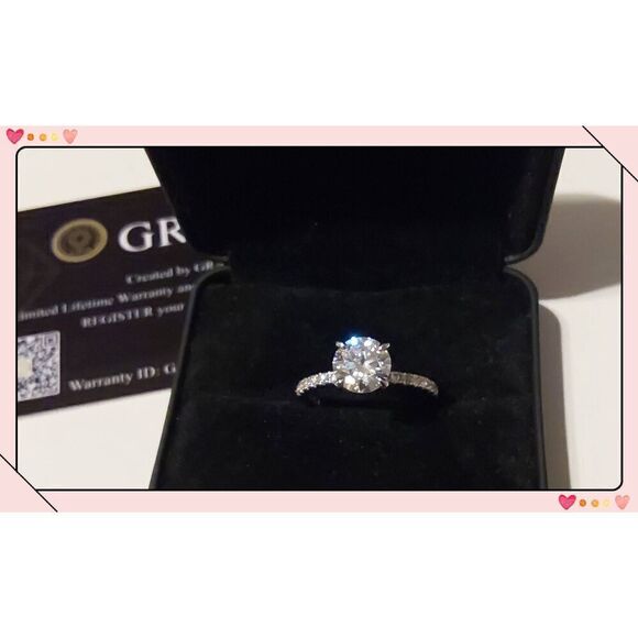 CERTIFIED Genuine Diamond Moissanite 1.5 Ct. Round & Pave Engagement Ring Sz 8 - Picture 1 of 4